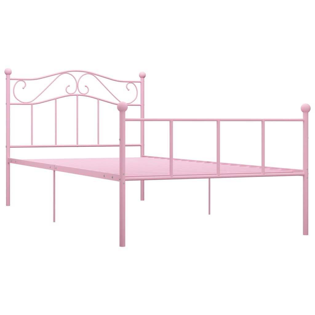 Sängynrunko pinkki metalli 100x200 cm - Sisustajankoti.fi