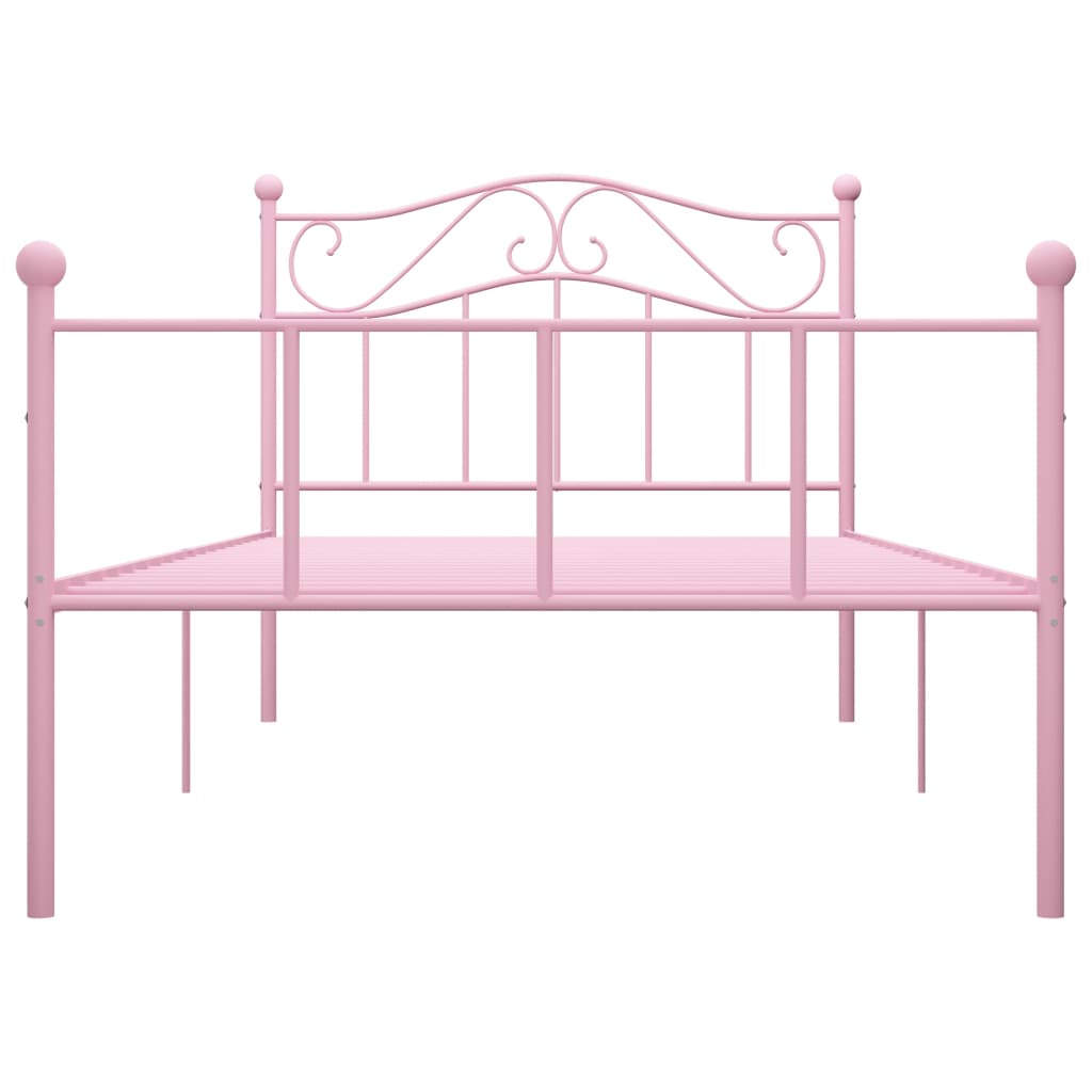 Sängynrunko pinkki metalli 100x200 cm - Sisustajankoti.fi