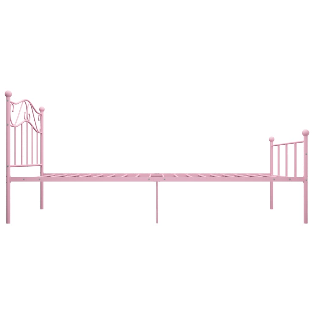 Sängynrunko pinkki metalli 100x200 cm - Sisustajankoti.fi