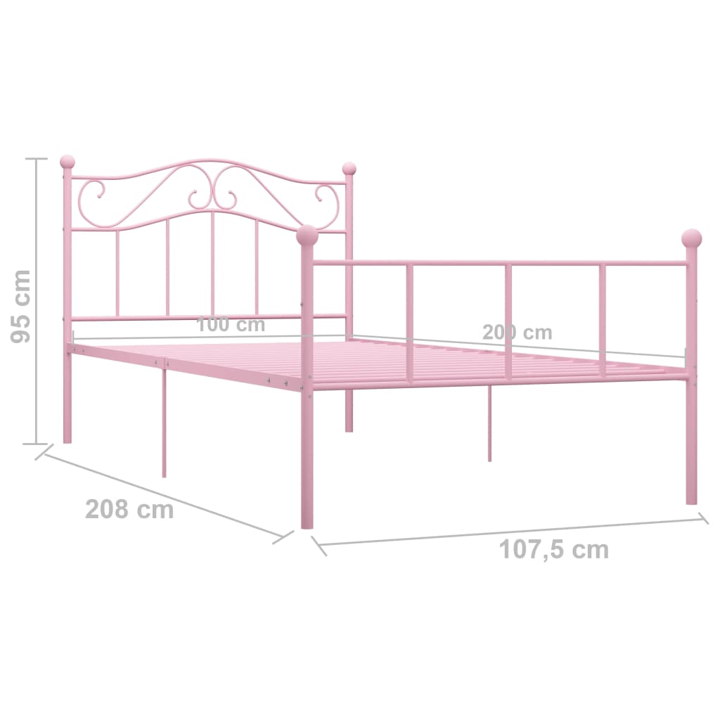 Sängynrunko pinkki metalli 100x200 cm - Sisustajankoti.fi