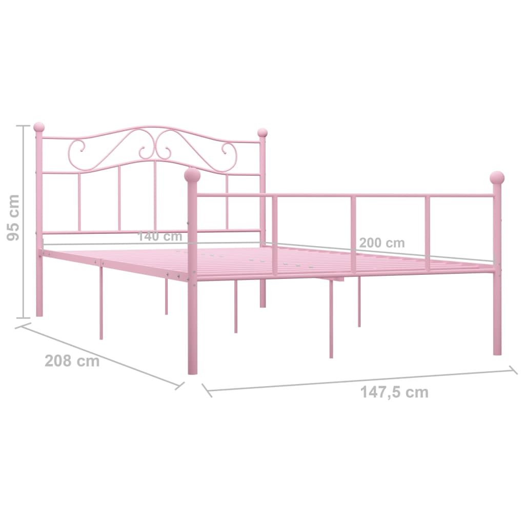 Sängynrunko pinkki metalli 140x200 cm - Sisustajankoti.fi