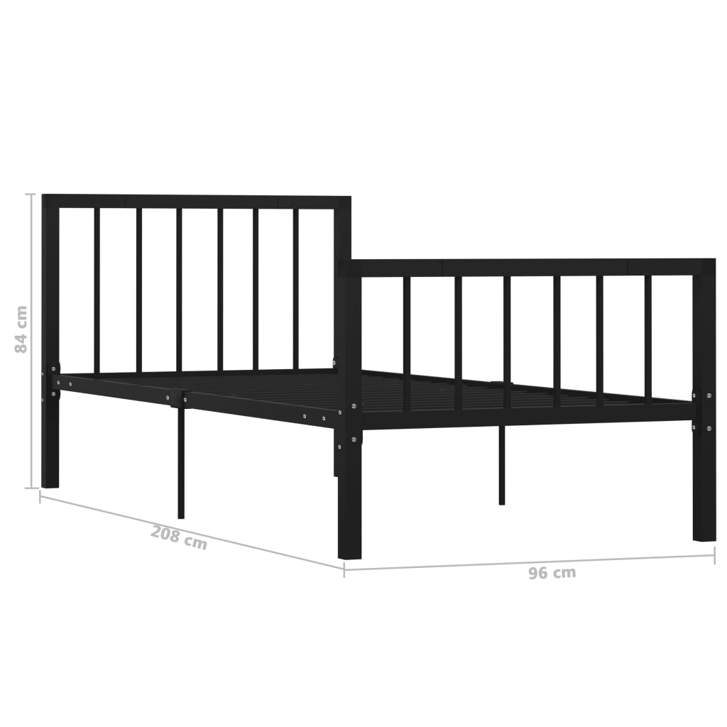 Sängynrunko musta metalli 90x200 cm - Sisustajankoti.fi