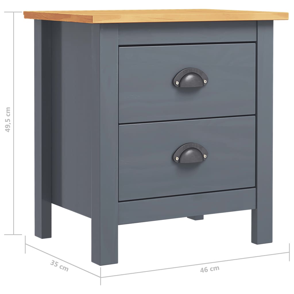 Yöpöydät Hill Range 2 kpl harmaa 46x35x49,5 cm mänty - Sisustajankoti.fi