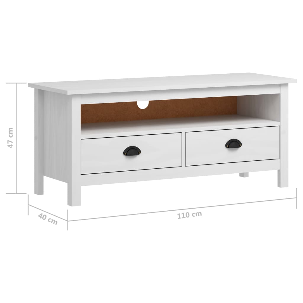 TV-taso Hill Range valkoinen 110x40x47 cm täysi mänty - Sisustajankoti.fi