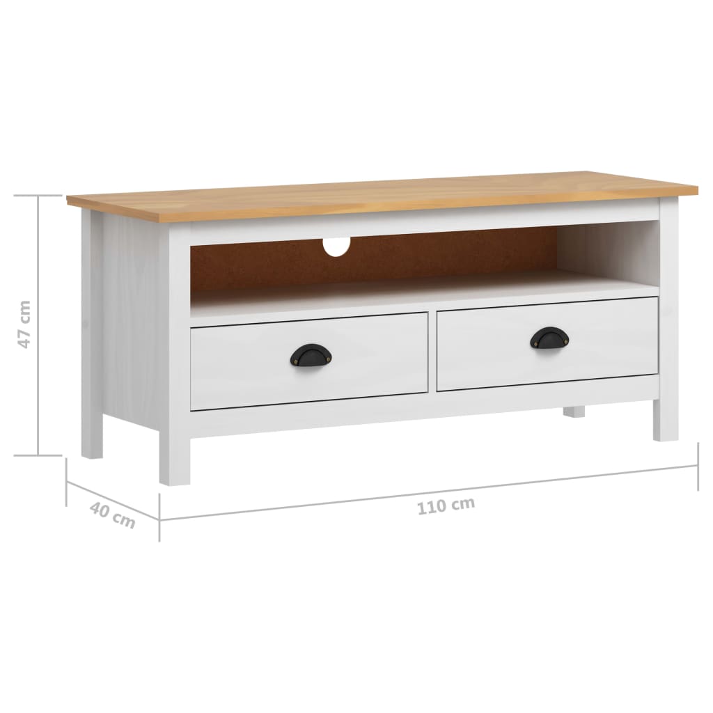 TV-taso Hill Range valkoinen 110x40x47 cm täysi mänty - Sisustajankoti.fi