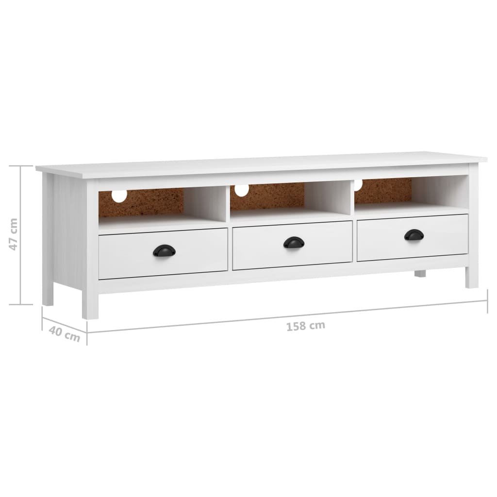TV-taso Hill Range valkoinen 158x40x47 cm täysi mänty - Sisustajankoti.fi