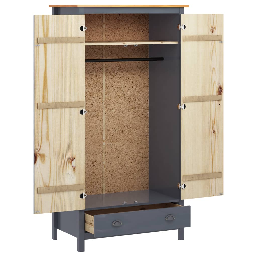 Kaksiovinen vaatekaappi Hill Range harmaa 89x50x170 cm mänty - Sisustajankoti.fi