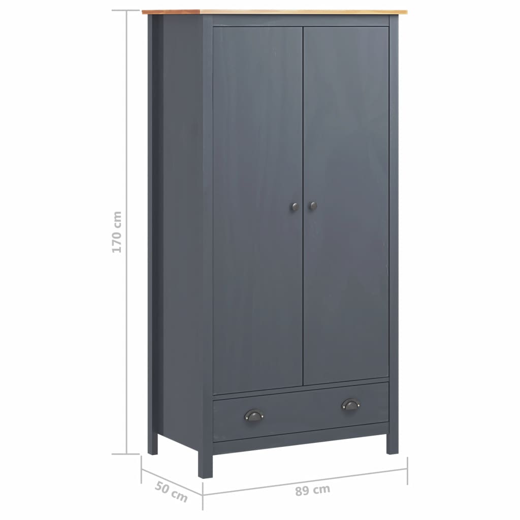 Kaksiovinen vaatekaappi Hill Range harmaa 89x50x170 cm mänty - Sisustajankoti.fi