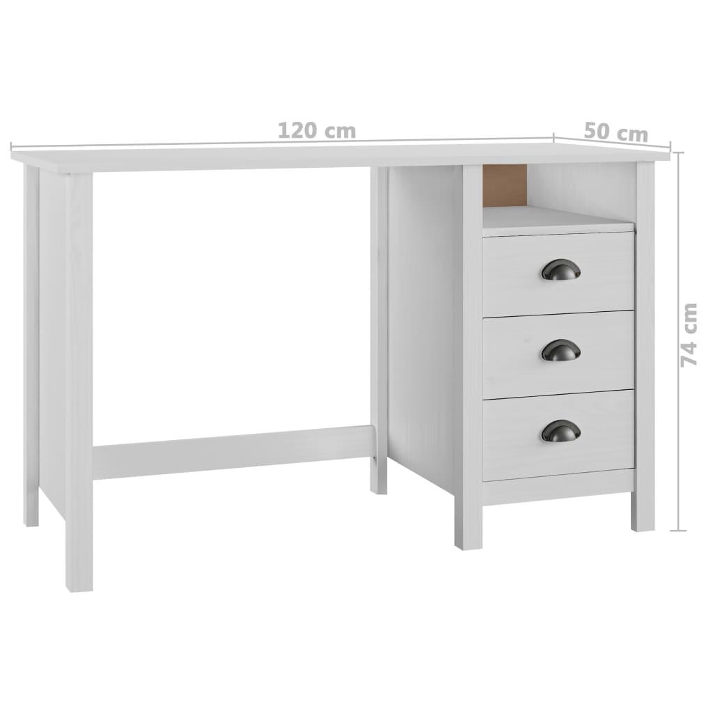 Työpöytä Hill Range 3 laatikolla 120x50x74 cm täysi mänty - Sisustajankoti.fi