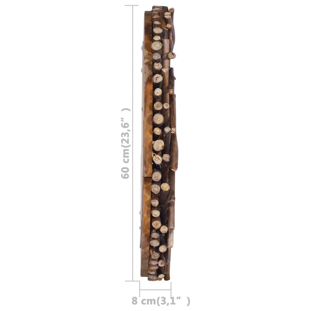 Seinäpeili 60 cm tiikki pyöreä - Sisustajankoti.fi