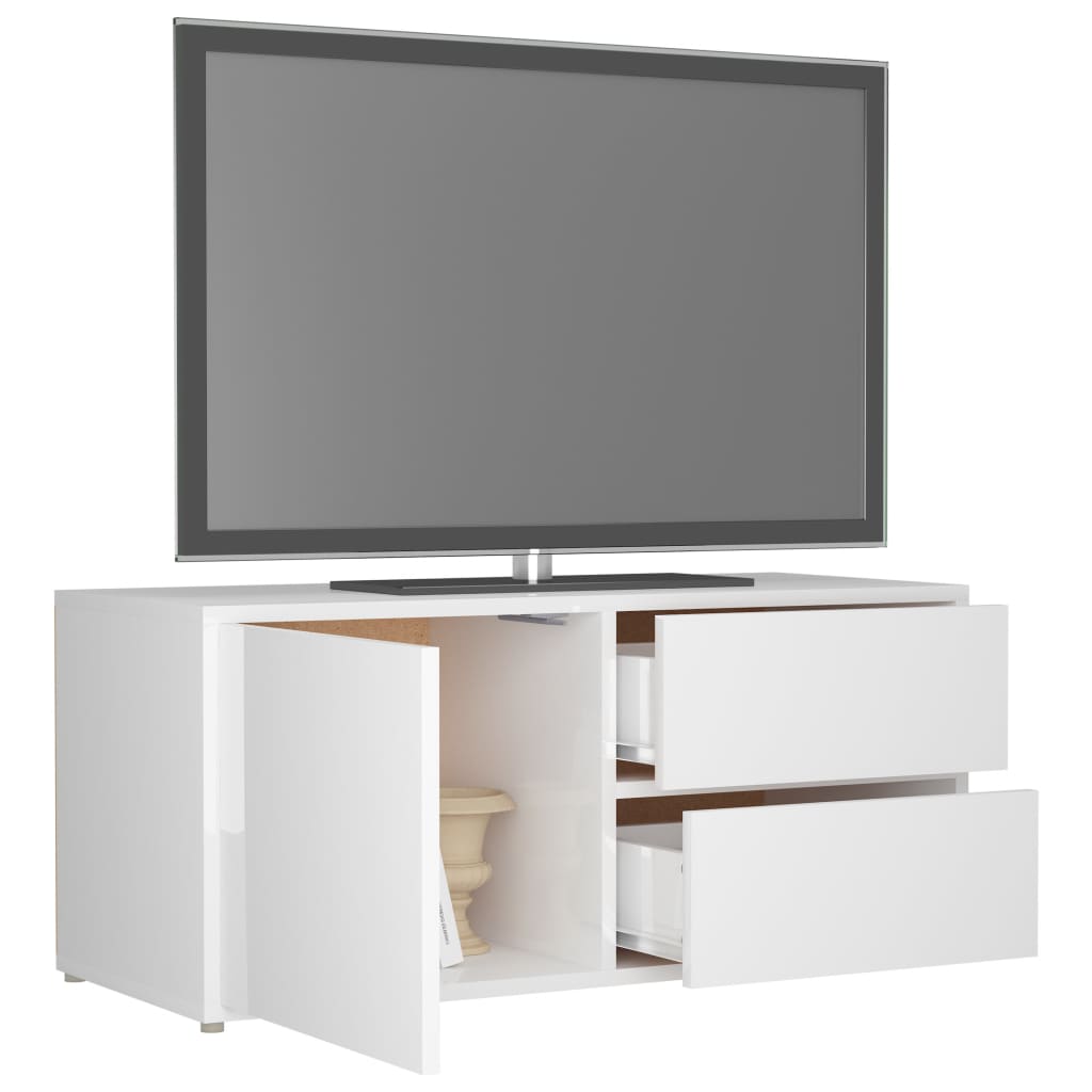 TV-taso korkeakiilto valkoinen 80x34x36 cm - Sisustajankoti.fi