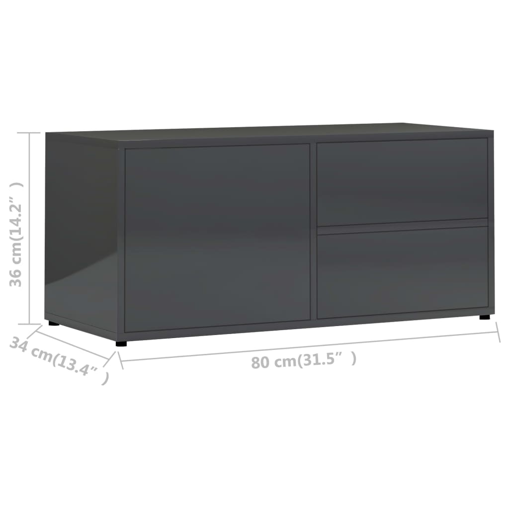 TV-taso korkeakiilto harmaa 80x34x36 cm - Sisustajankoti.fi