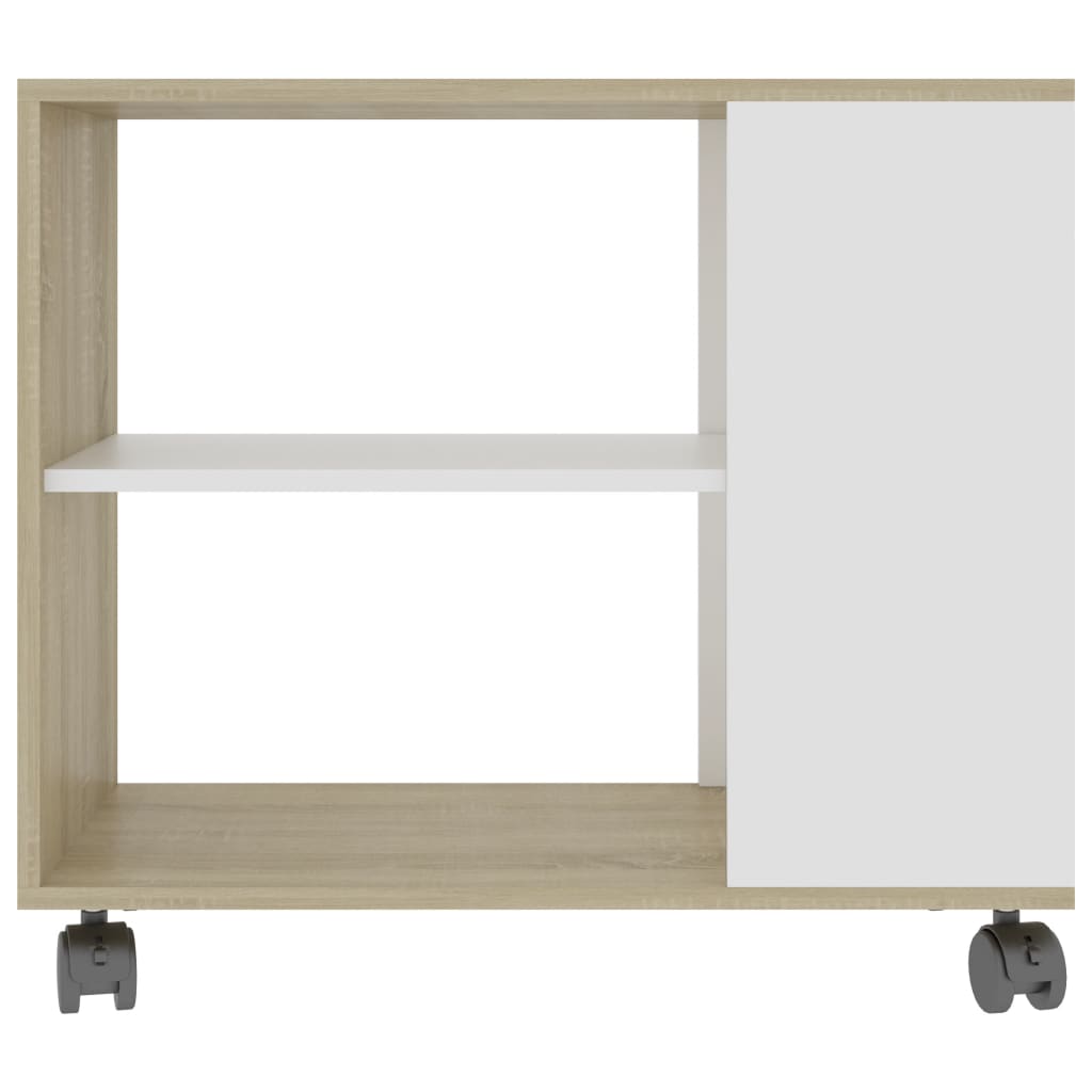 Sivupöytä valkoinen ja Sonoma-tammi 70x35x55 cm tekninen puu - Sisustajankoti.fi