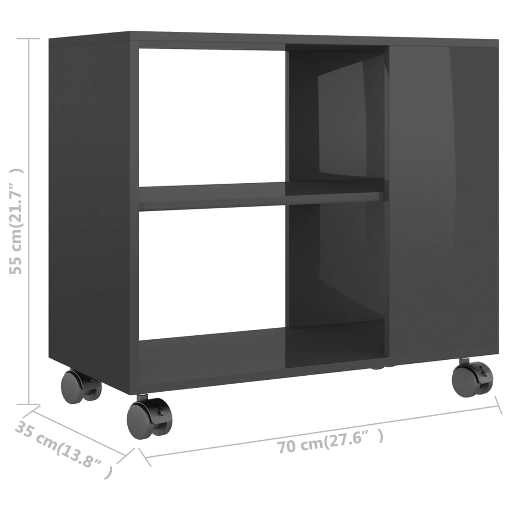 Sivupöytä korkeakiilto harmaa 70x35x55 cm - Sisustajankoti.fi