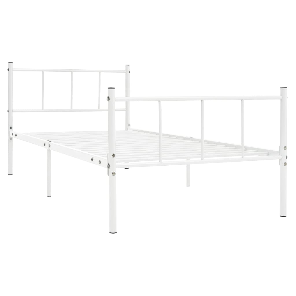 Sängynrunko valkoinen metalli 90x200 cm - Sisustajankoti.fi