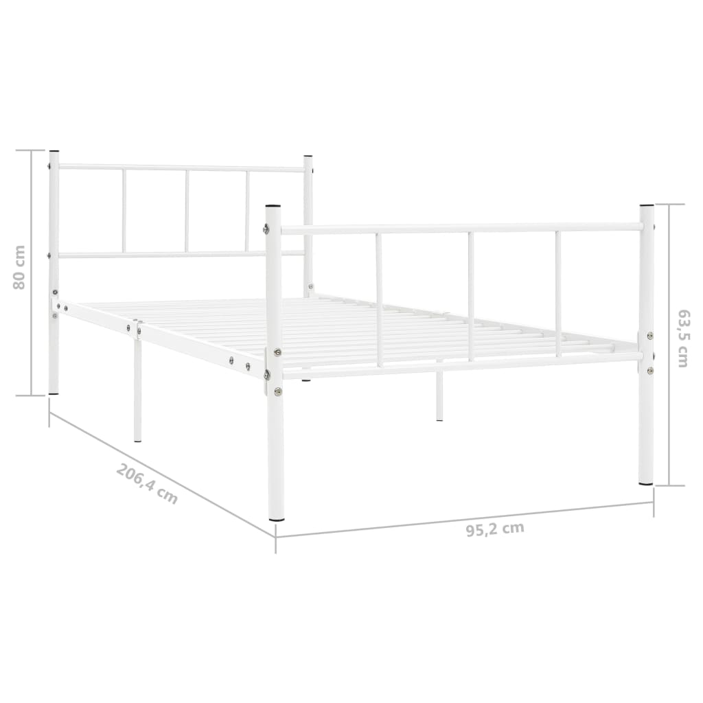 Sängynrunko valkoinen metalli 90x200 cm - Sisustajankoti.fi
