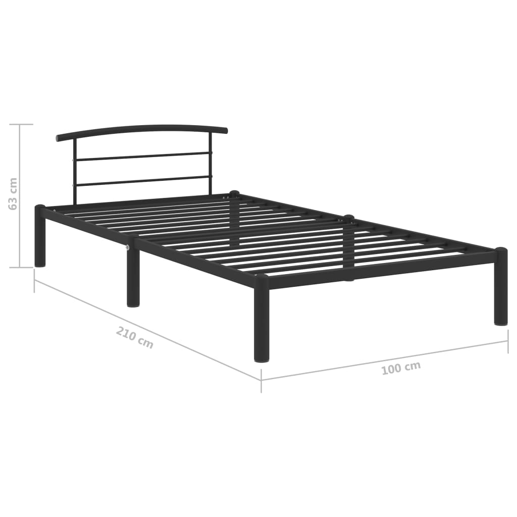 Sängynrunko musta metalli 90x200 cm - Sisustajankoti.fi