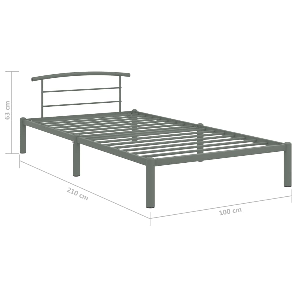 Sängynrunko harmaa metalli 90x200 cm - Sisustajankoti.fi