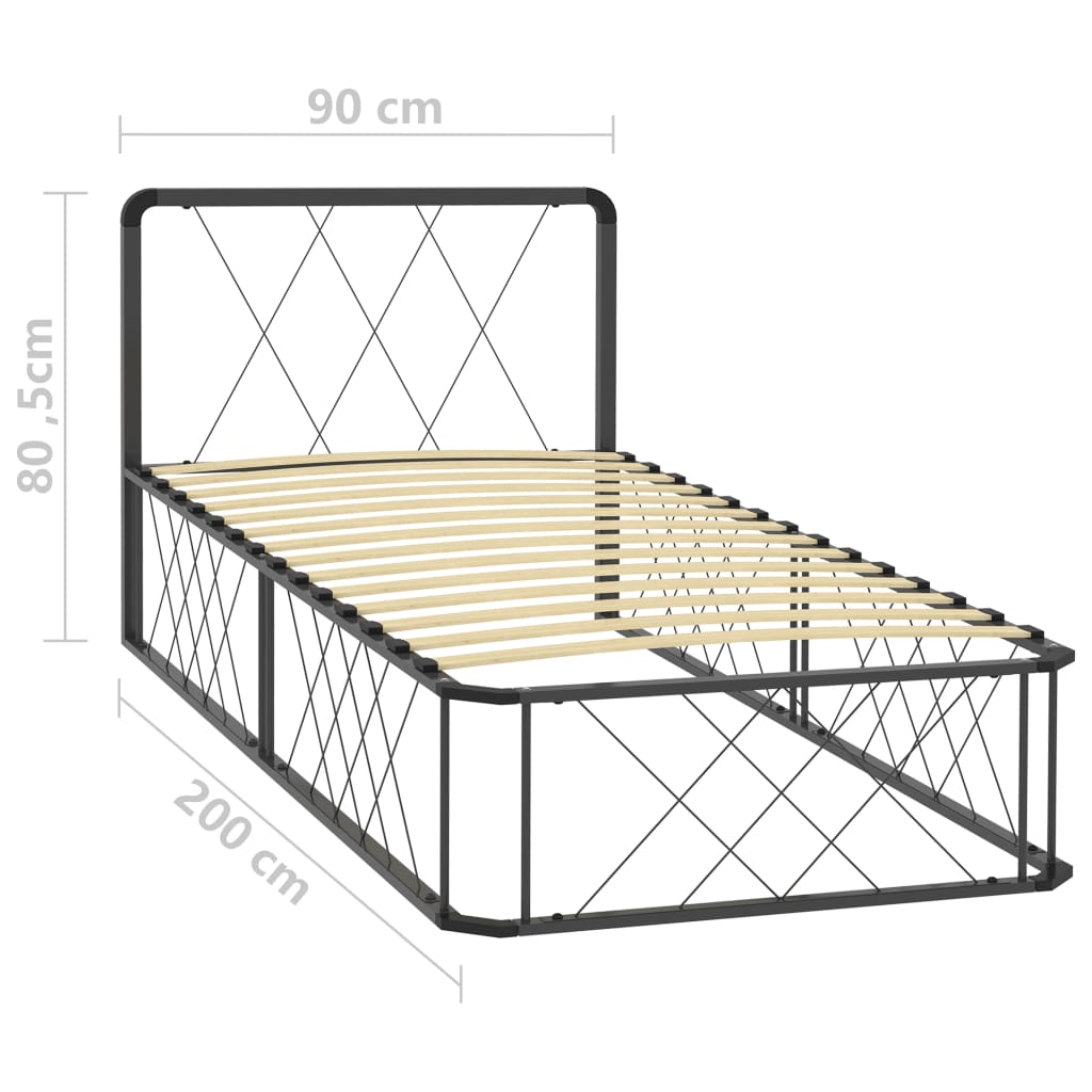 Sängynrunko harmaa metalli 90x200 cm - Sisustajankoti.fi