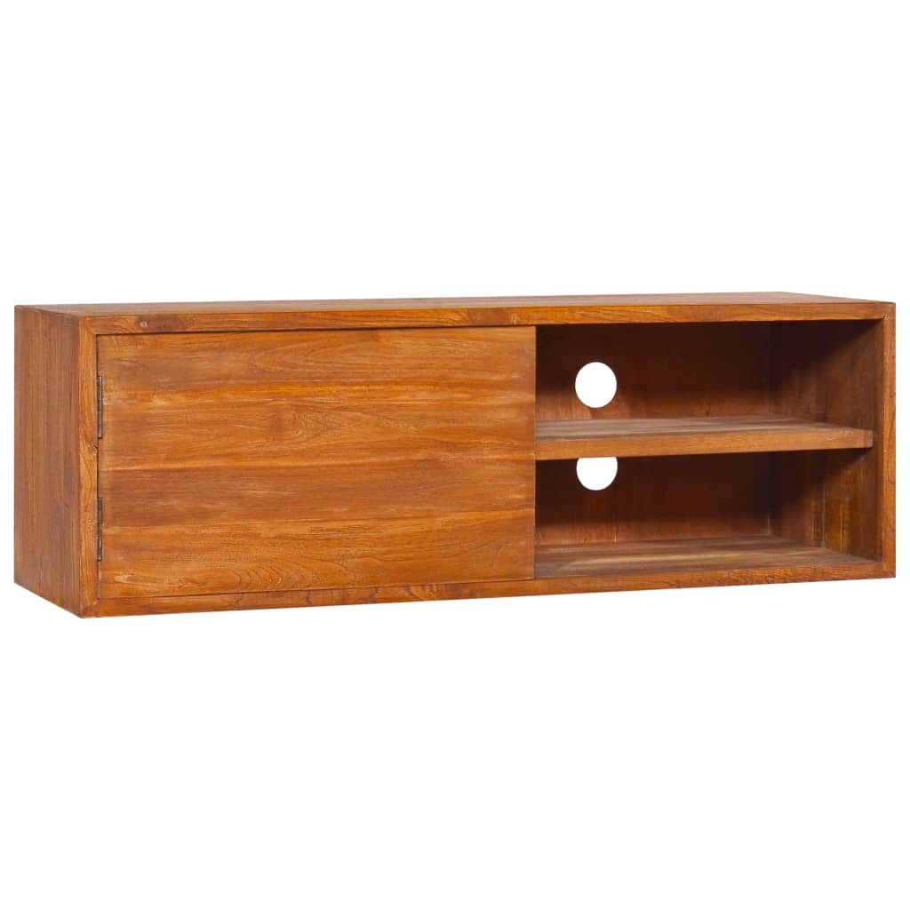 Seinään kiinnitettävä TV-taso 90x30x30 cm täysi tiikki - Sisustajankoti.fi
