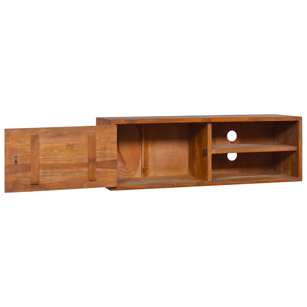 Seinään kiinnitettävä TV-taso 90x30x30 cm täysi tiikki - Sisustajankoti.fi