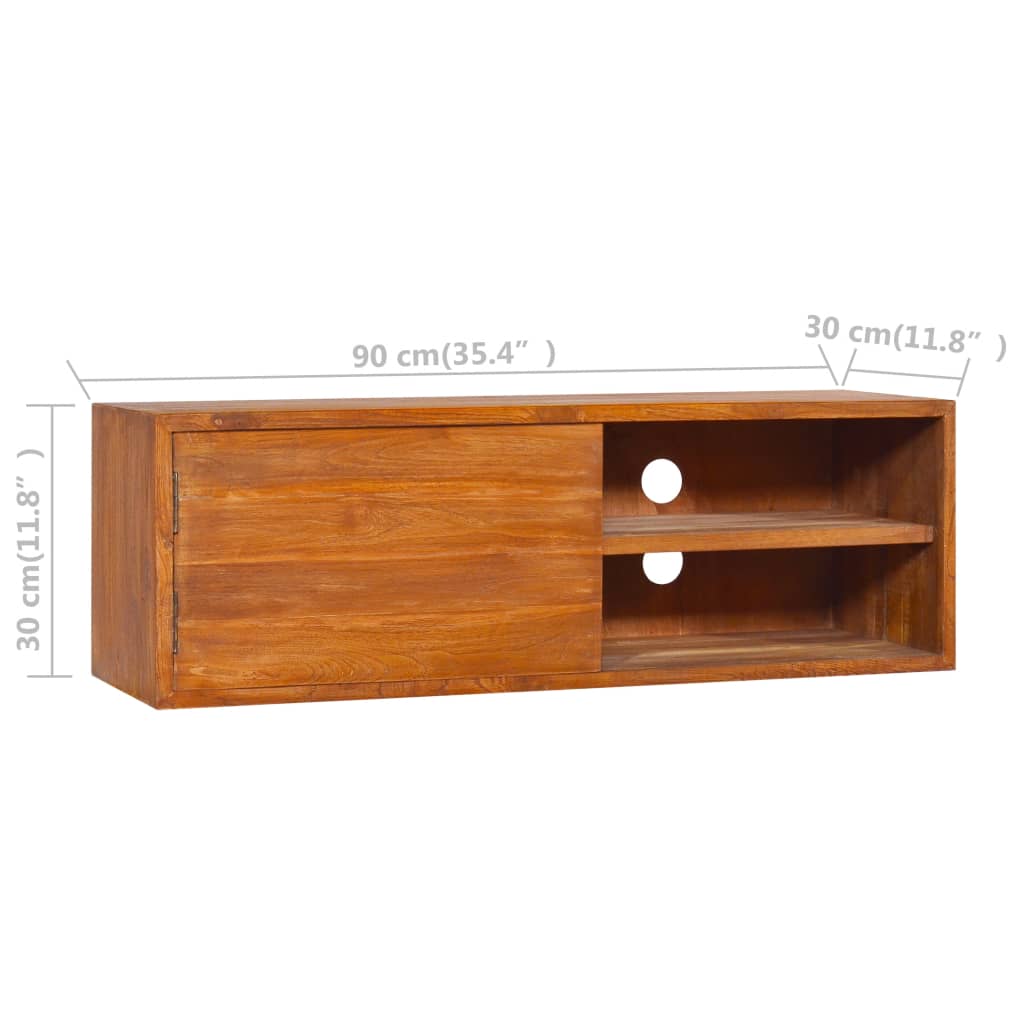 Seinään kiinnitettävä TV-taso 90x30x30 cm täysi tiikki - Sisustajankoti.fi