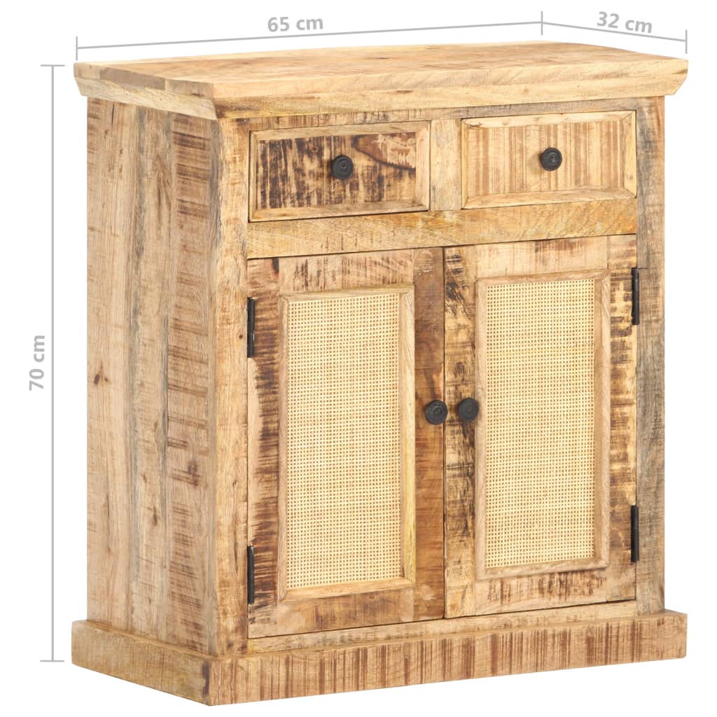 Senkki 65x32x70 cm täysi mangopuu ja luonnollinen ruoko - Sisustajankoti.fi