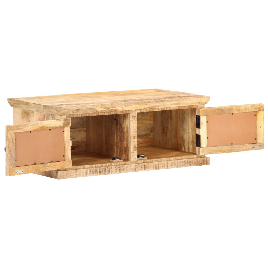 Sohvapöytä 90x50x35 cm täysi mangopuu ja luonnonruoko - Sisustajankoti.fi