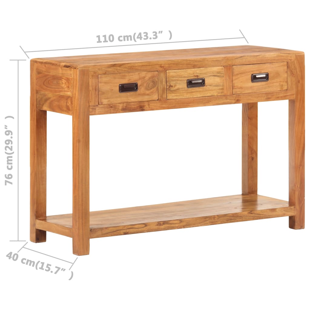 Konsolipöytä 110x40x76 cm hunajaviimeistelty täysi akaasiapuu - Sisustajankoti.fi