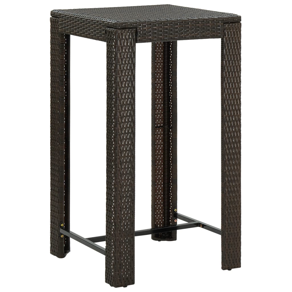 Puutarhan baaripöytä ruskea 60,5x60,5x110,5 cm polyrottinki - Sisustajankoti.fi