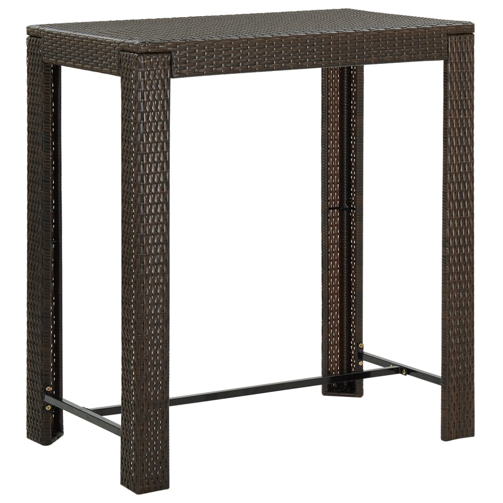 Puutarhan baaripöytä ruskea 100x60,5x110,5 cm polyrottinki - Sisustajankoti.fi