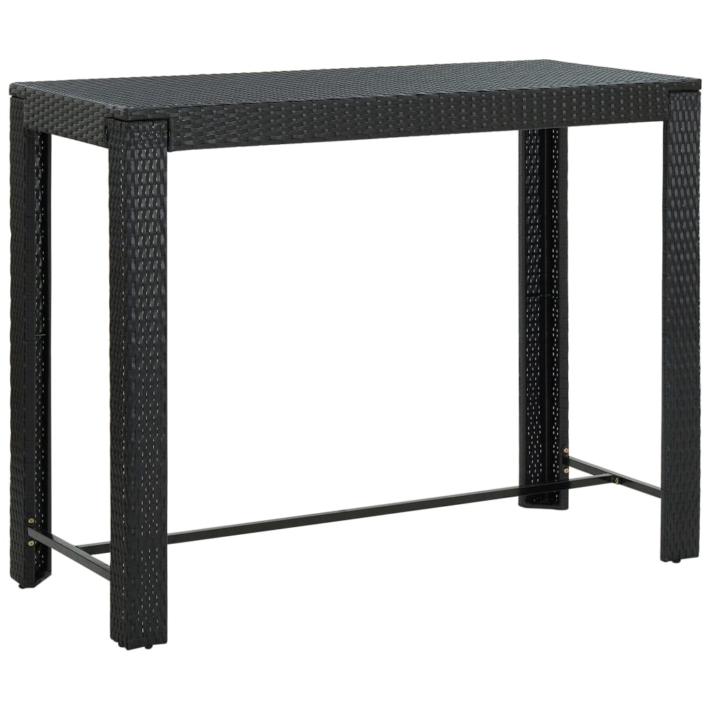 Puutarhan baaripöytä musta 140,5x60,5x110,5 cm polyrottinki - Sisustajankoti.fi