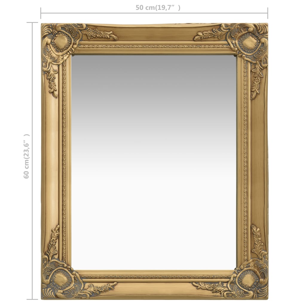 Seinäpeili barokkityylinen 50x60 cm kulta - Sisustajankoti.fi