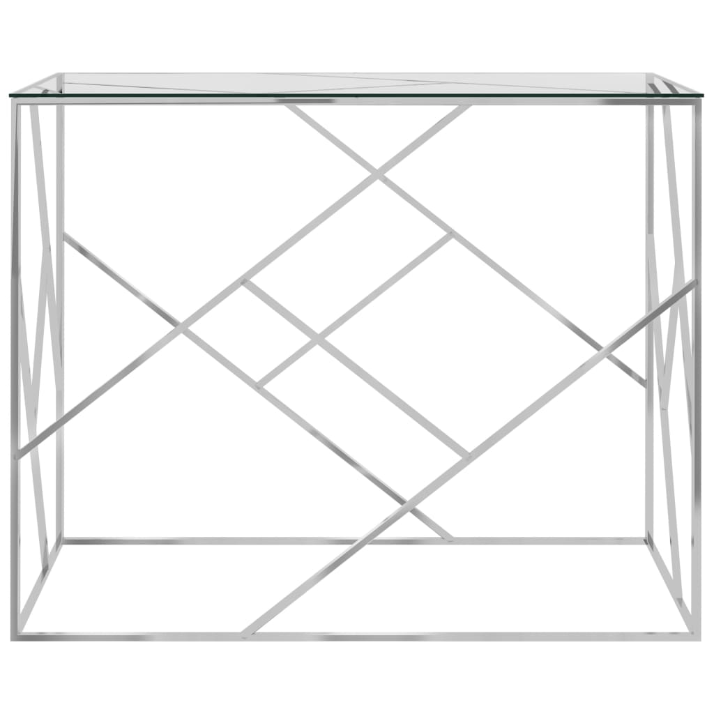 Sivupöytä hopea 90x40x75 cm ruostumaton teräs ja lasi - Sisustajankoti.fi