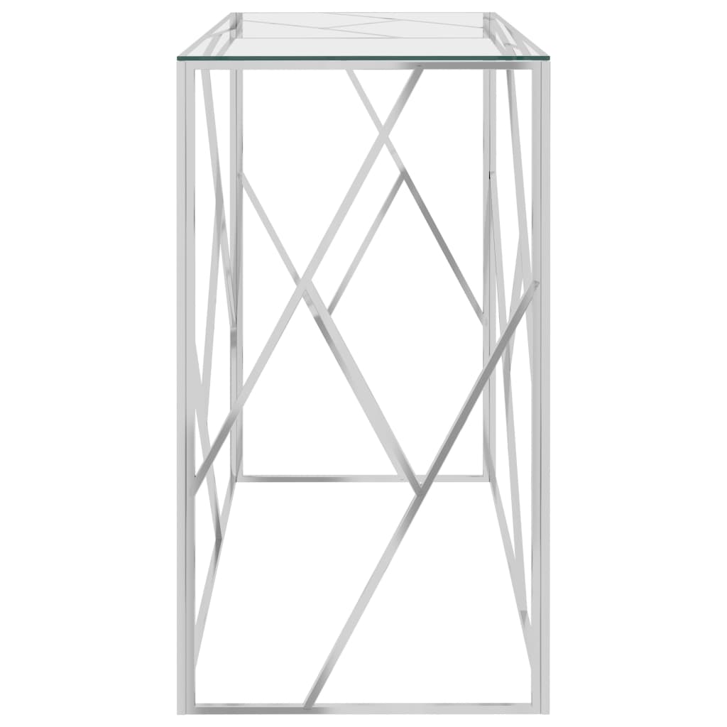 Sivupöytä hopea 90x40x75 cm ruostumaton teräs ja lasi - Sisustajankoti.fi