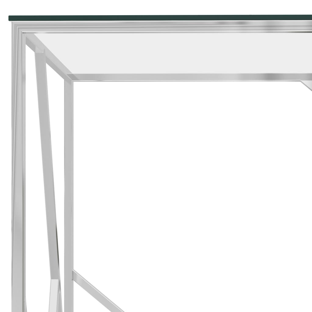 Sivupöytä hopea 90x40x75 cm ruostumaton teräs ja lasi - Sisustajankoti.fi
