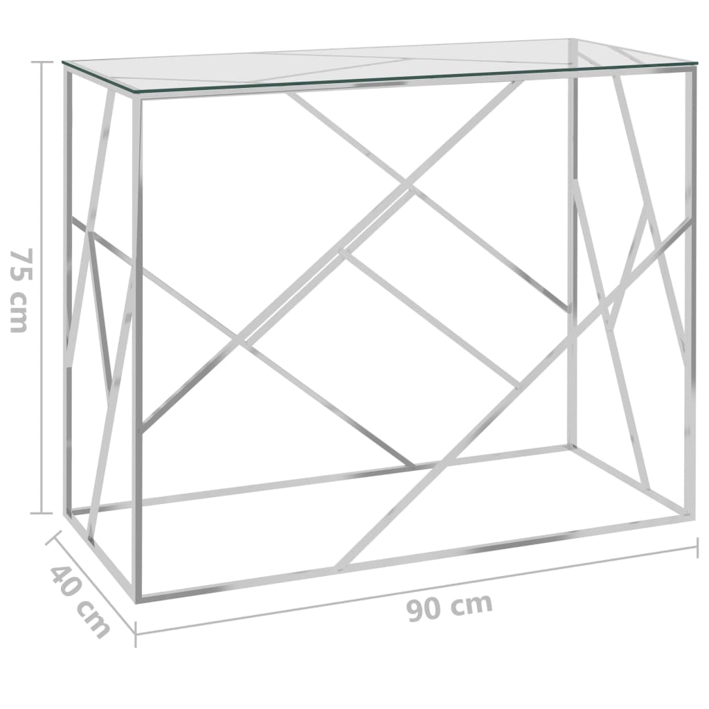 Sivupöytä hopea 90x40x75 cm ruostumaton teräs ja lasi - Sisustajankoti.fi