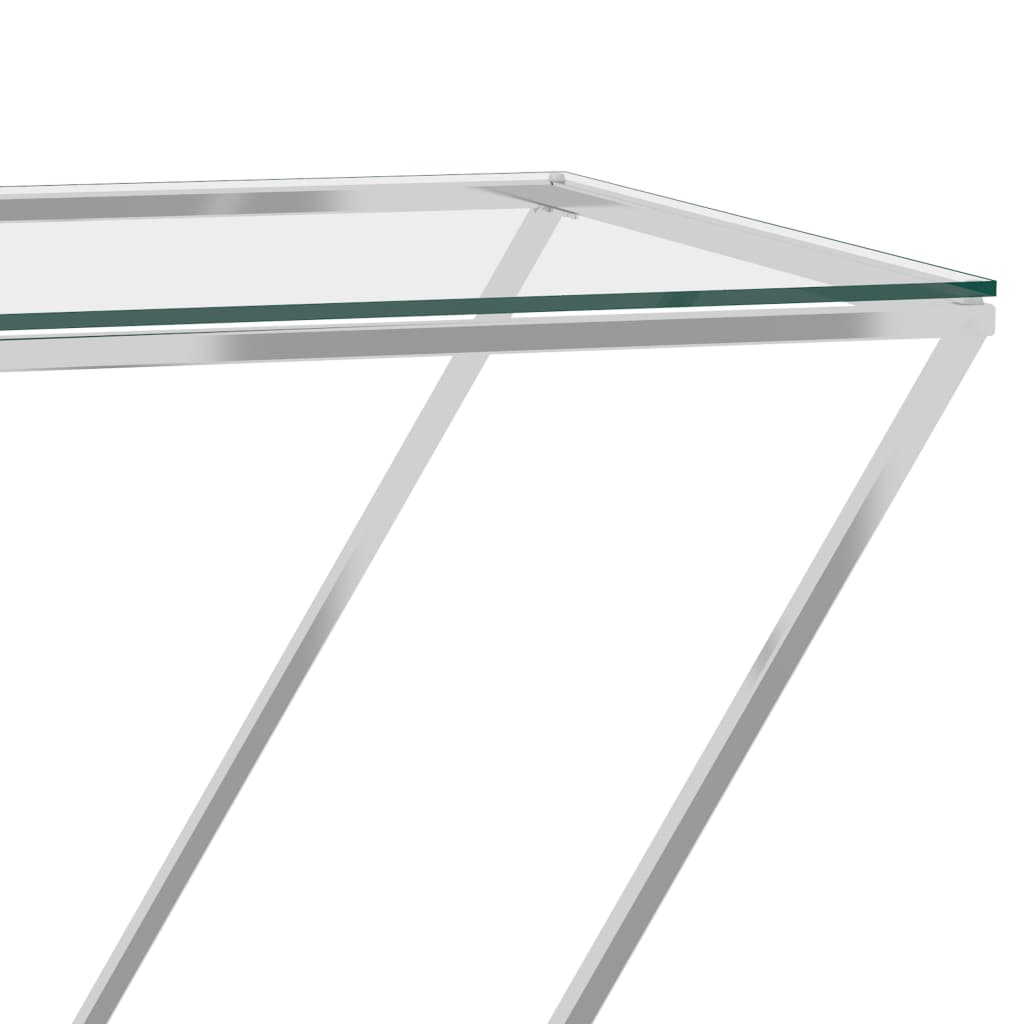 Sivupöytä hopea 90x40x75 cm ruostumaton teräs ja lasi - Sisustajankoti.fi