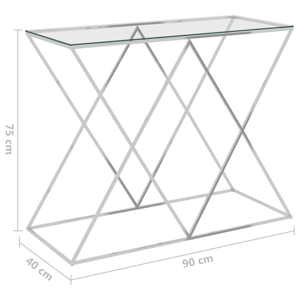 Sivupöytä hopea 90x40x75 cm ruostumaton teräs ja lasi - Sisustajankoti.fi