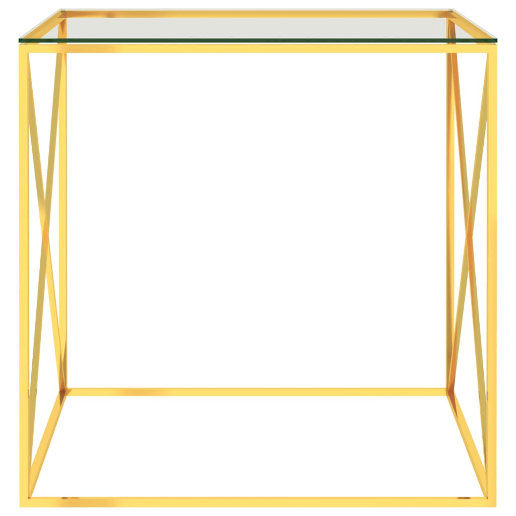 Sohvapöytä kulta 55x55x55 cm ruostumaton teräs ja lasi - Sisustajankoti.fi