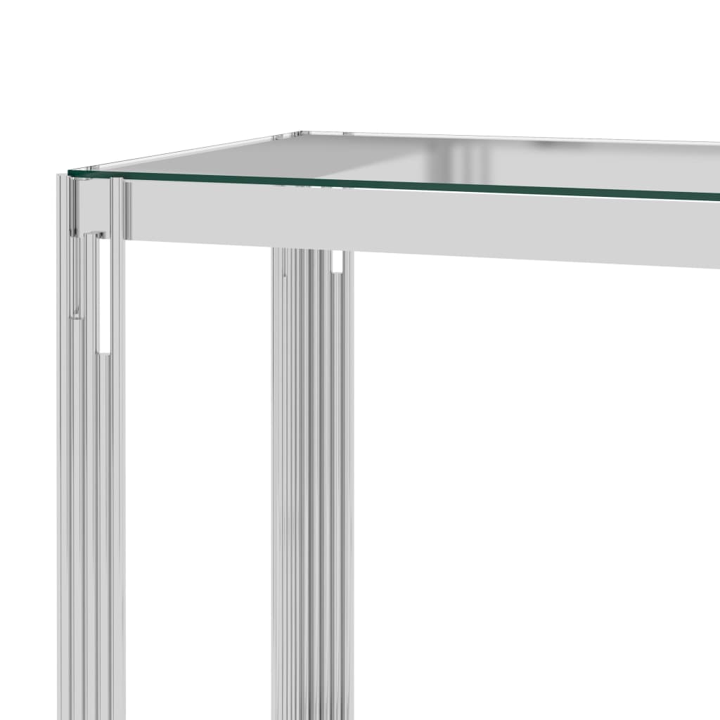 Sivupöytä hopea 120x40x78 cm ruostumaton teräs ja lasi - Sisustajankoti.fi