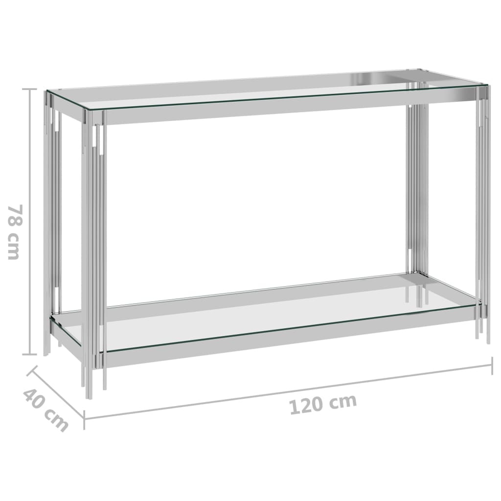 Sivupöytä hopea 120x40x78 cm ruostumaton teräs ja lasi - Sisustajankoti.fi