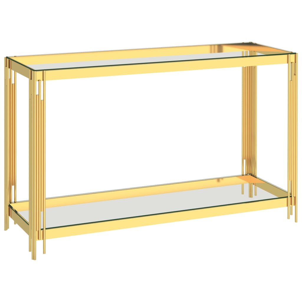 Sivupöytä kultainen 120x40x78 cm ruostumaton teräs ja lasi - Sisustajankoti.fi