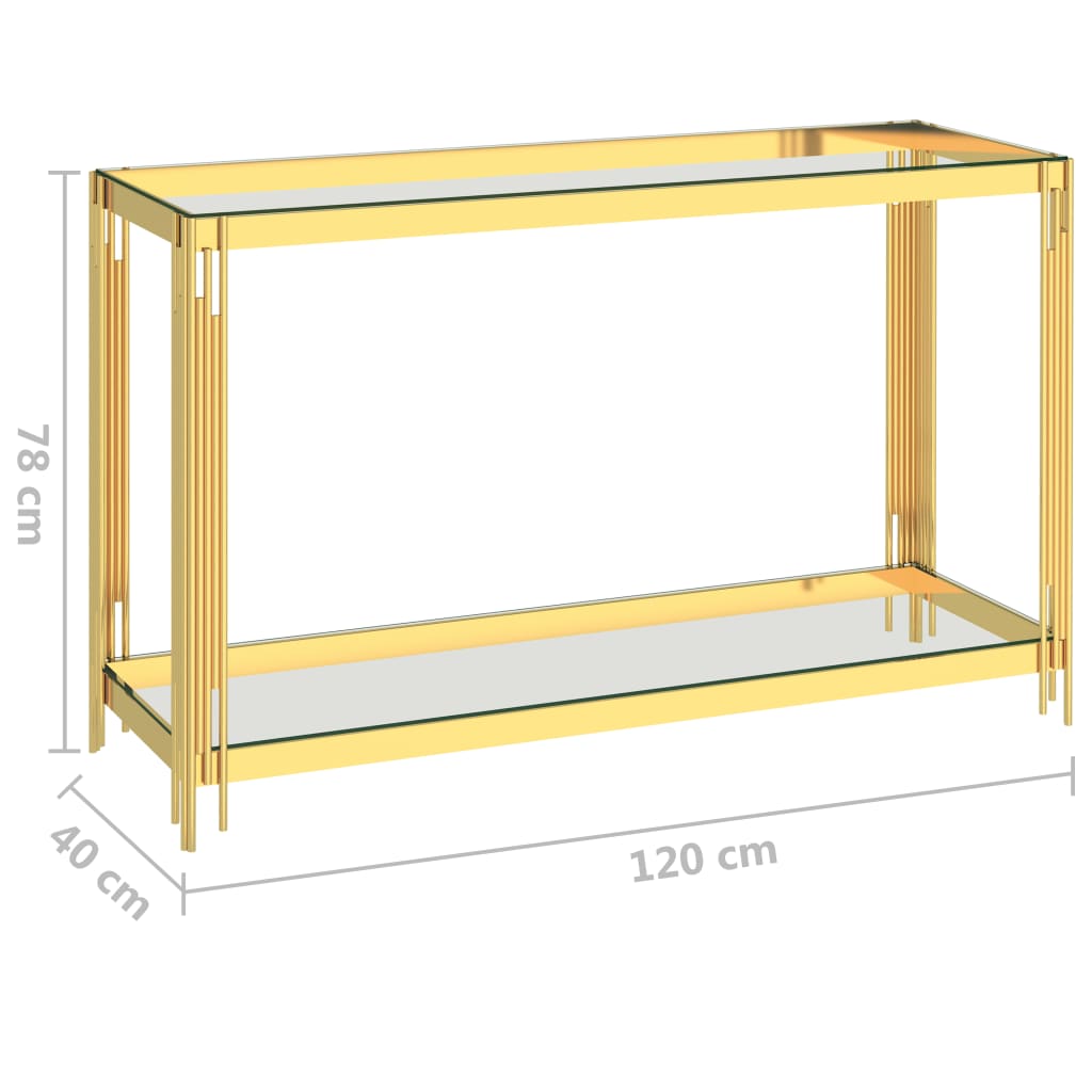 Sivupöytä kultainen 120x40x78 cm ruostumaton teräs ja lasi - Sisustajankoti.fi