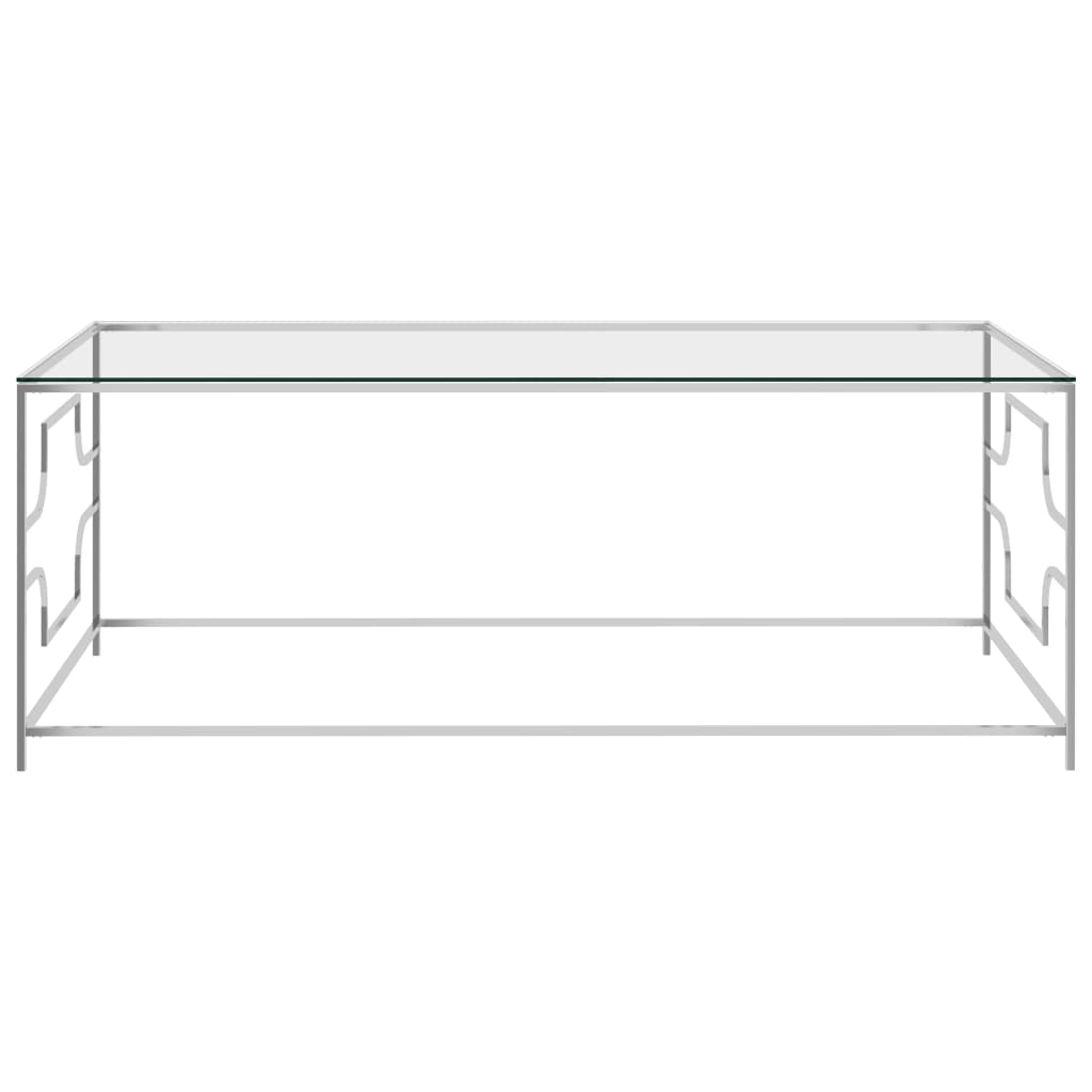 Sohvapöytä hopea 120x60x45 cm ruostumaton teräs ja lasi - Sisustajankoti.fi
