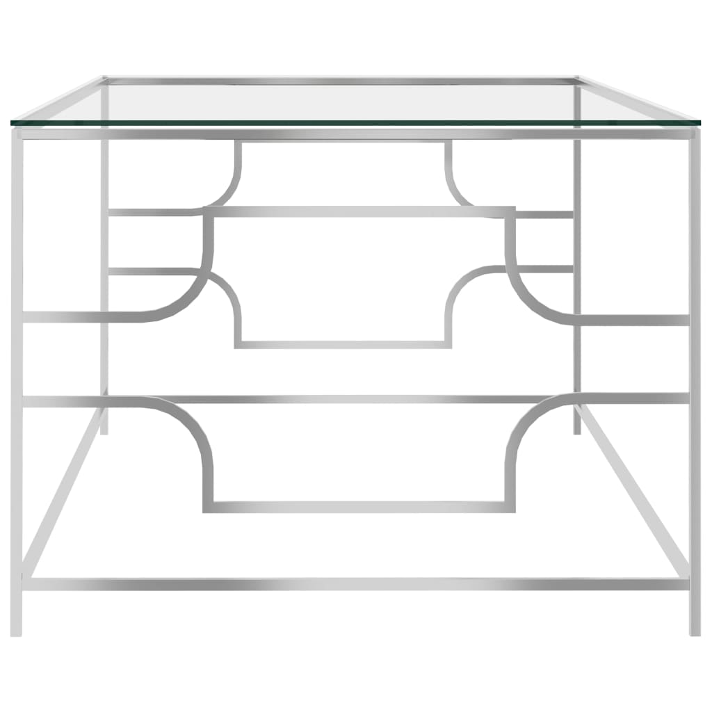Sohvapöytä hopea 120x60x45 cm ruostumaton teräs ja lasi - Sisustajankoti.fi