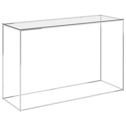 Sivupöytä hopea 120x40x78 cm ruostumaton teräs ja lasi - Sisustajankoti.fi