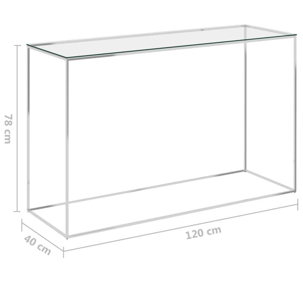 Sivupöytä hopea 120x40x78 cm ruostumaton teräs ja lasi - Sisustajankoti.fi