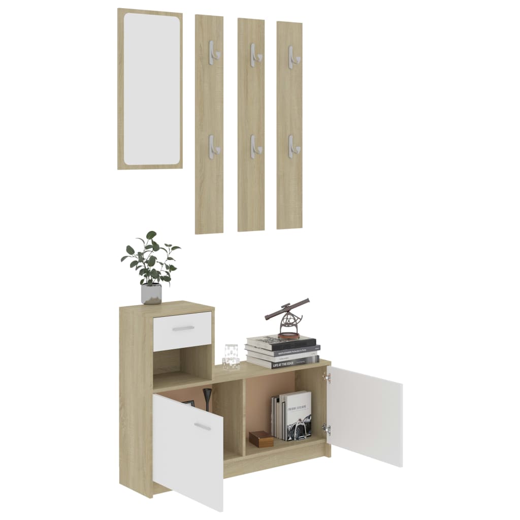 Eteisen säilytysyksikkö valk./Sonoma-tammi 100x25x76,5 cm levy - Sisustajankoti.fi