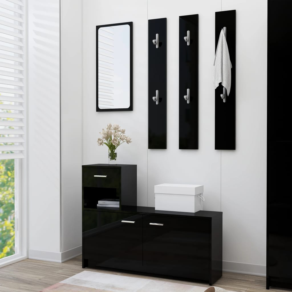 Eteisen säilytysyksikkö korkeakiilto musta 100x25x76,5 cm levy - Sisustajankoti.fi